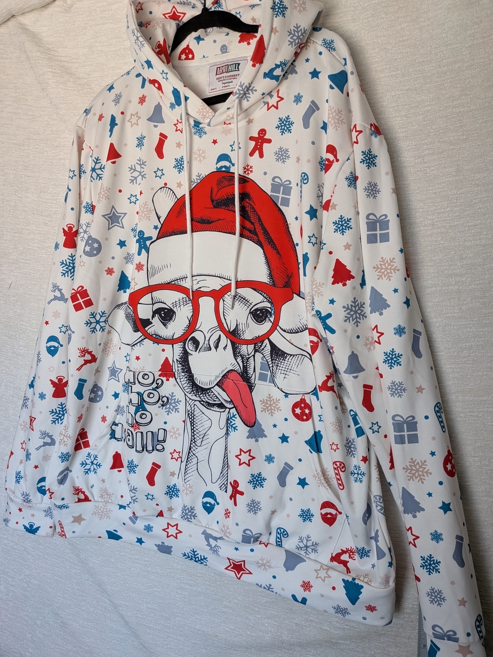 Men's XXL Holiday Giraffe Graphic Hoodie - Pullover Kangaroo Pocket NWOT - Picture 2 of 12
